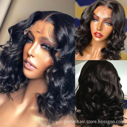 Highlight Human Hair  Short Bob wigs For Black Women T Part Brazilian Pre Plucked With Baby Hair Body Wave Lace Front Wig